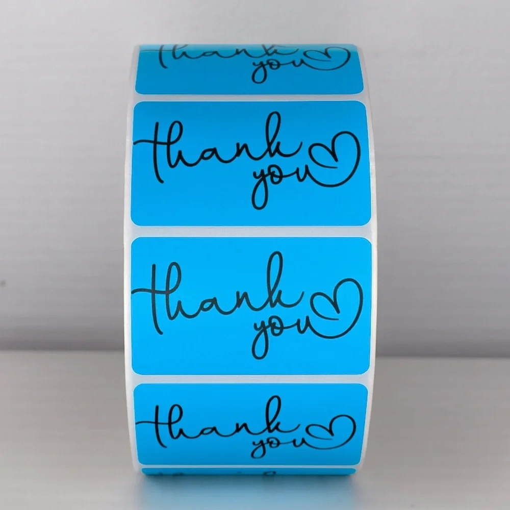 Thank You Stickers Mint Green Heart | Cute Small Business Packaging Labels